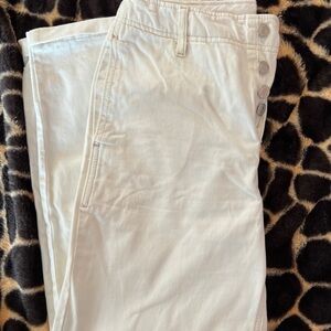 Free People Wide Leg Chino Pants 100% Cotton  SZ 4 Waist 28 Button Fly Relaxed